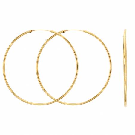 Boucles D'oreilles Créoles Rondes Fine Diamètre 5CM En Or 375/000