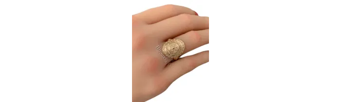 Bague Type Pièce Motifs Arabesques En Plaqué or 18 Carats Tailles Choix 50 à 60