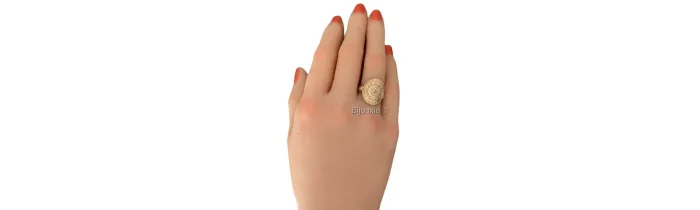 Bague Type Pièce Motifs Arabesques En Plaqué or 18 Carats Tailles Choix 50 à 60