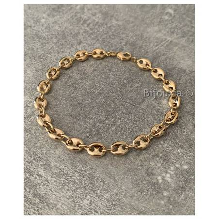 Bracelet Grain de Café Bombé 19 cm x 6 mm En Plaqué Or 18 carats MIXTE
