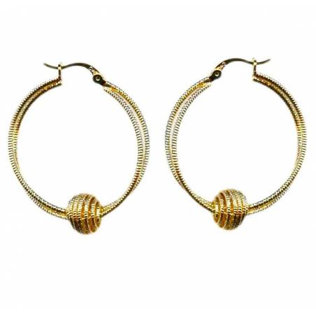 Boucles D'oreilles Créoles Boule Fil Crocheté En Plaqué Or