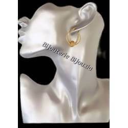 Boucles D'oreilles Créoles Boule Fil Crocheté En Plaqué Or