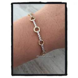 Bracelet Jonc Cercles Zirconium Ouvrable Plaqué or 18 CARATS