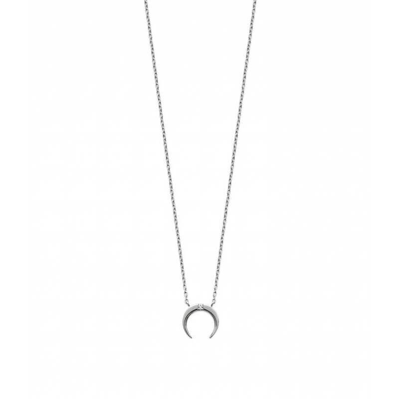 Collier "LUNE & CRISTAL" Argent Massif Rhodié 925/1000