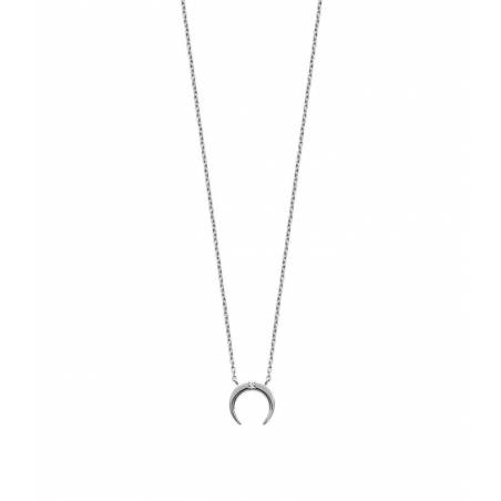 Collier "LUNE & CRISTAL" Argent Massif Rhodié 925/1000