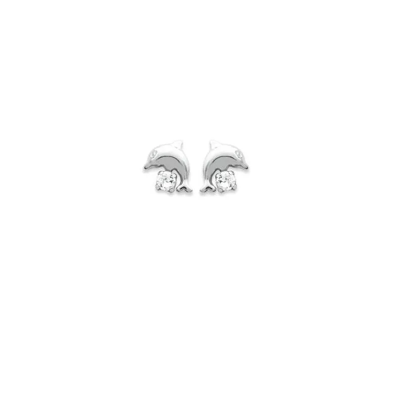 Boucles D'oreilles Vintage Dauphins En Argent Massif 925 - Pendantes, Très Bon état Avec Quelques Noirceurs