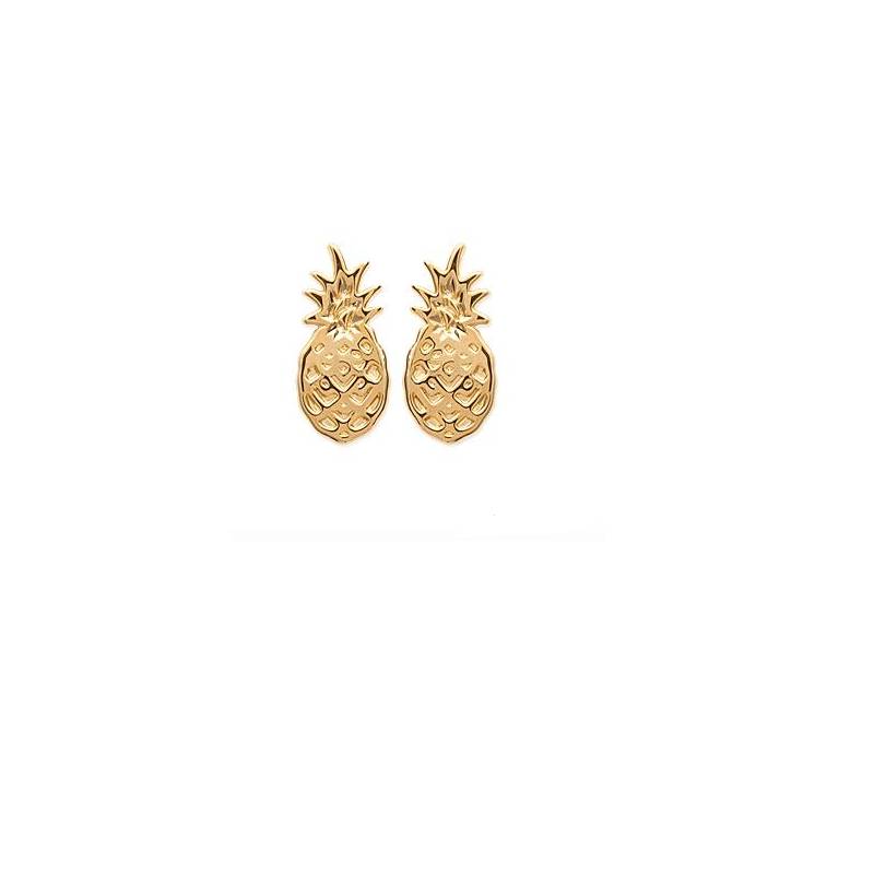 Boucles D'oreilles Puces Ananas En Plaqué or 18 CARATS 750/000