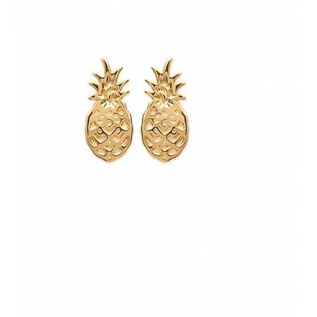 Boucles D'oreilles Puces Ananas En Plaqué or 18 CARATS 750/000