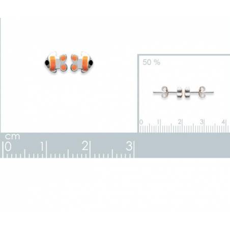 Boucles D'oreilles Petits Poissons En Argent 925/1000 Email Couleur