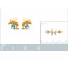 Boucles D'oreilles Puces "Dauphin" Cristal Bleu En Plaqué Or
