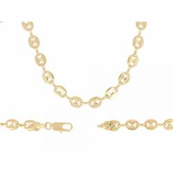 Bracelet Maille Grain de Café 19cm X 6,5 mm Plaqué Or Homme/Femme