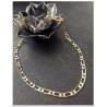 Chaîne 7MM x 60CM Maille Figaro Diamantée 1-1 Plaqué Or 18 carats Bijoux Homme
