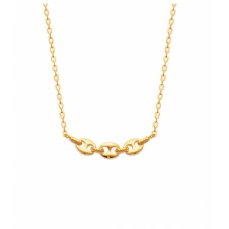 Collier Trois Maillons Grains de Café En Plaqué Or 18 Carats 750/000