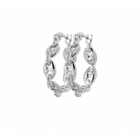 Boucles d'oreilles créoles grain de café en argent massif 925/000 Rhodié
