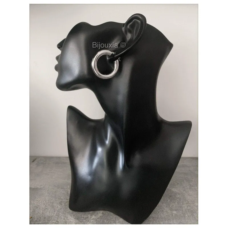 Boucles D'oreilles Créoles Tubes épaisses En Argent 925/1000 - 4,5 Cm, Neuf Avec étiquettes Bijouxia