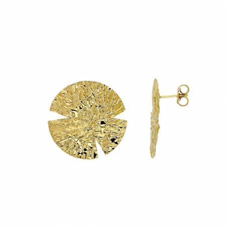 Boucles d'oreilles rondes en argent 925/1000 doré effet martelé