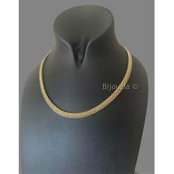 Collier Ras De Cou Tressé Ajourée En Argent Doré 925/000