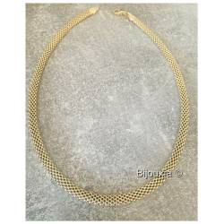 Collier Ras De Cou Tressé Ajourée En Argent Doré 925/000