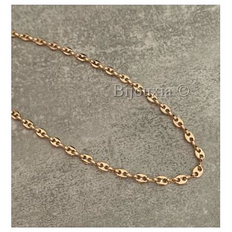 Chaîne Maille Grain De Café 45CM X 3MM Plaqué or 18 CARATS 750/1000