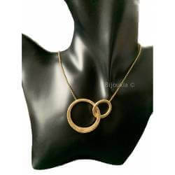 Collier Double Cercles Entrelacés En Argent Doré 925/000