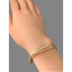Bracelet Large Maille Anglaise 21cm X 9mm En Plaqué Or 18 carats Bijou NEUF