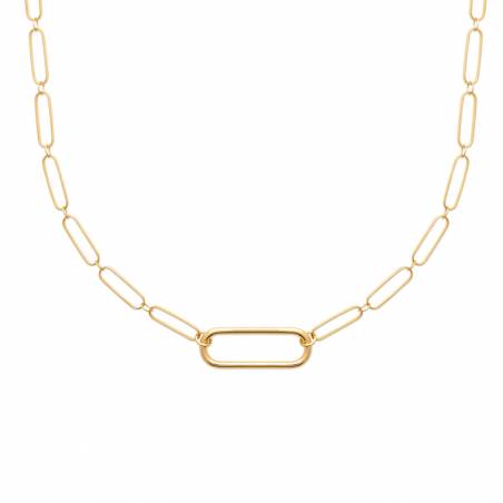 Collier Maillons de Chaîne Alternés 45CM Plaqué Or 18 Carats 750/1000