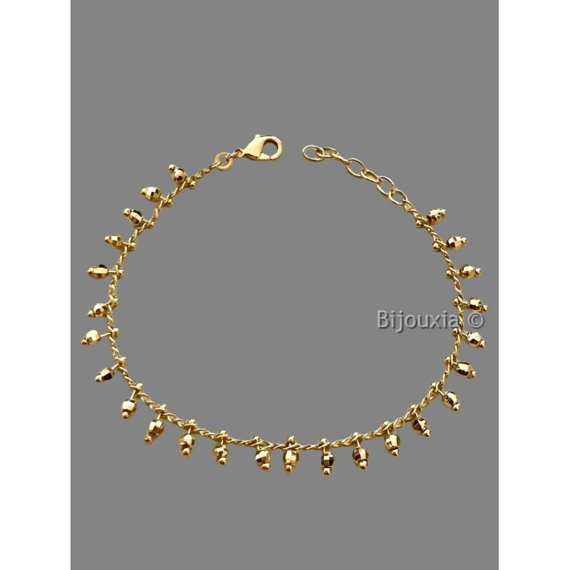Bracelet Pampilles Pendantes Dorées Et Plaqué Or 18 Carats
