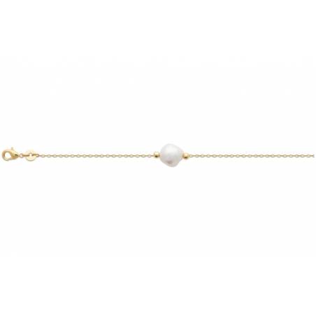 Bracelet Perle Naturelle D'Eau Douce En Plaqué Or 18 Carats 750/000