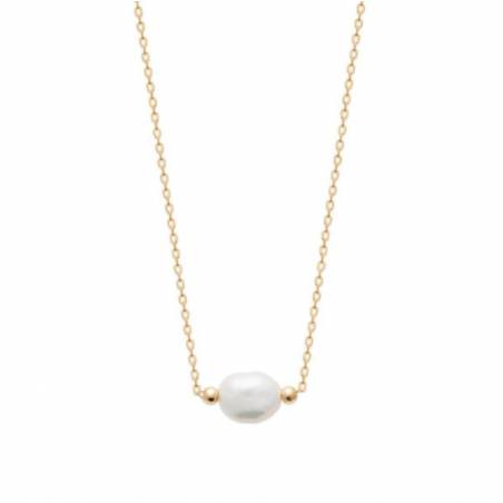 Collier Perle Naturelle D'Eau Douce En Plaqué Or 18 Carats 750/000