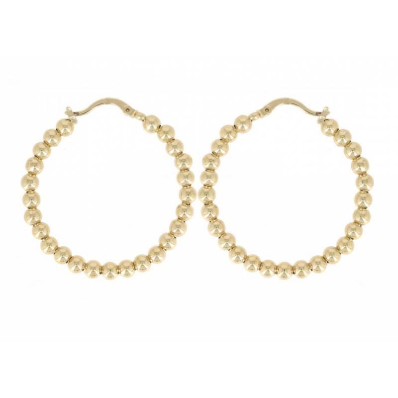 Créoles Contour Boules Diamètre 4,5CM Plaqué Or 18 Carats