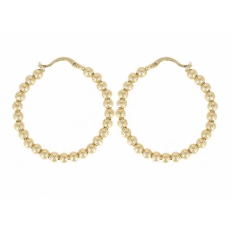 Créoles Contour Boules Diamètre 4,5CM Plaqué Or 18 Carats