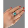 Bague Large Pierre Naturelle Amazonite En Argent 925/000 Rhodié T50 à 60