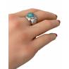 Bague Large Pierre Naturelle Amazonite En Argent 925/000 Rhodié T50 à 60
