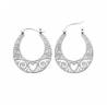 Créoles Ovales Motifs Ajourés Coeurs Arabesques Argent 925 Rhodié