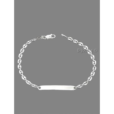Bracelet Grain de Café Gravure Identité 18CM En Argent Massif 925/000