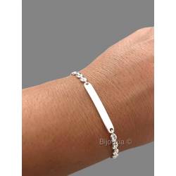 Bracelet Grain de Café Gravure Identité 18CM En Argent Massif 925/000
