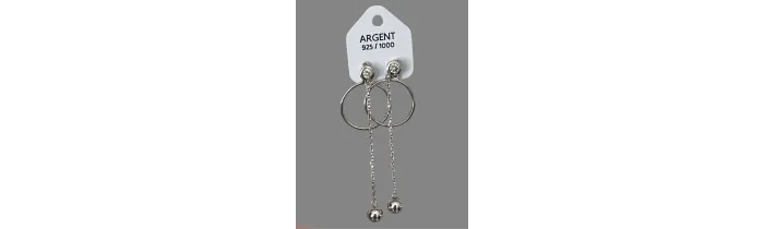 Boucles d'oreilles Originales Pendantes Oxyde de Zirconium Argent Massif 925/000