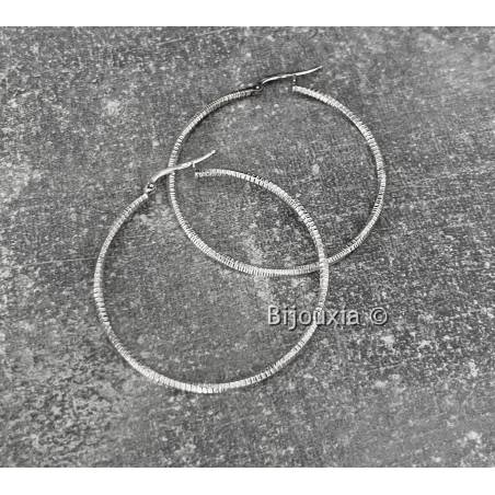 Créoles Torsadées Ciselées 4CM En Argent Massif 925/000