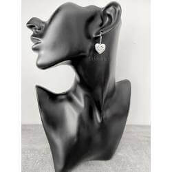 Boucles D'oreilles Dormeuses Coeur Microserti Argent 925 Rhodié