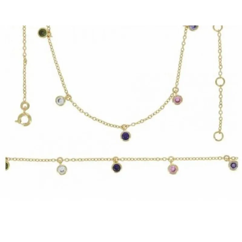 Bracelet Pampilles Multicolore En Cristal Zirconium, Plaqué Or 18 Carats - Neuf Avec étiquettes