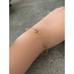 Bracelet Pampilles Cristal Zirconium Multicolore En Plaqué or 750/1000