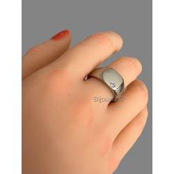 Bague Chevalière Acier et cristal Blanc Zirconium Tailles 52 à 70