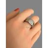 Bague Chevalière Acier et cristal Blanc Zirconium Tailles 52 à 70