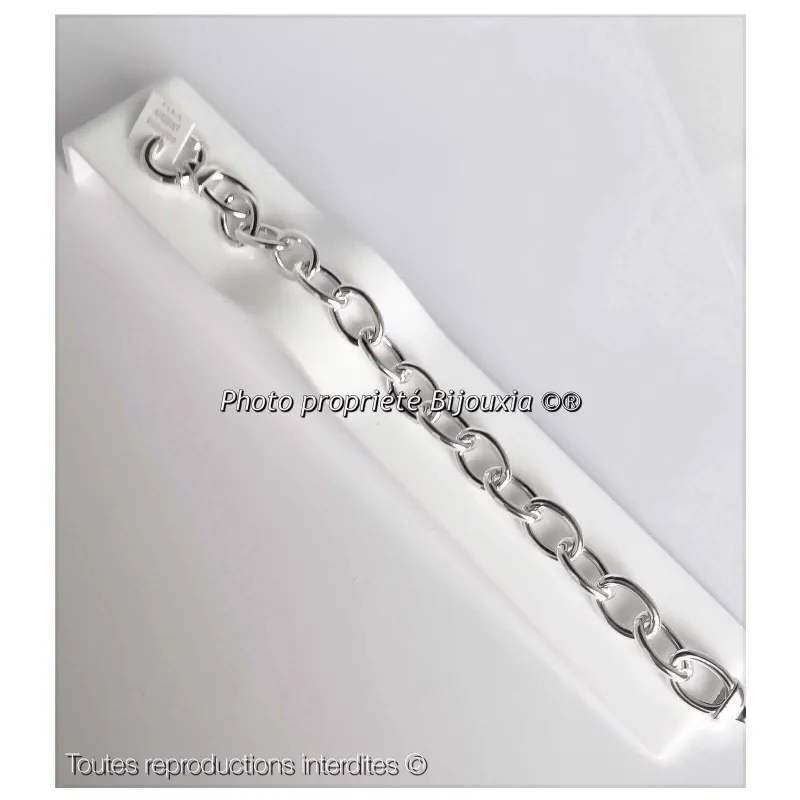 Bracelet Large Maille Argenté Avec Fermoir Boucle 'Farandole' - Neuf Avec étiquettes - Style Marine Chic