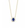 Collier Marquise Pendentif Cristal Bleu Saphir Plaqué or 18 Carats 750/000