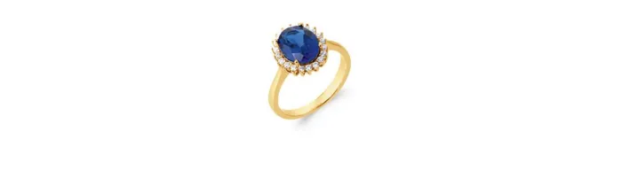 Bague Marquise Saphir Zirconium Ronde Plaqué Or 18 CT 5 Microns Tailles 50 à 60