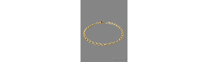 Bracelet Maille Jaseron 19CM En Plaqué Or 18 Carats 750/1000