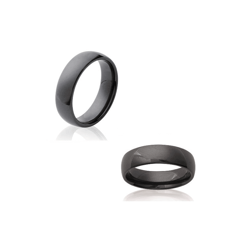 Bague Taille54 Ronde Lisse En Céramique NOIRE