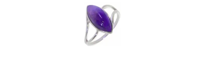 Bague Pierre Naturelle Marquise Améthyste En Argent Massif 925/1000 Rhodié