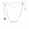 Collier 3 Perles Pierre Quartz Rose Véritable En Argent Massif 925/1000 Rhodié